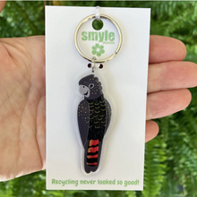 Load image into Gallery viewer, Black Cockatoo Keyring Made in Australia from recycled acrylic, Smyle Designs