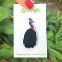 Load image into Gallery viewer, Cassowary Pin  Made in Australia from recycled Acrylic, Smyle Designs