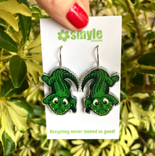 Load image into Gallery viewer, Crocodile Earrings Made in Australia from recycled Acrylic, Smyle Designs Due 6th Nov