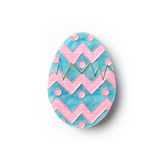 Load image into Gallery viewer, Eggs Cracked - Blue Glitter Pattern  Brooch  By Martini Slippers *INTERACTIVE BROOCH*