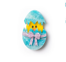 Load image into Gallery viewer, Eggs Cracked - Blue Glitte Brooch By Martini Slippers *INTERACTIVE BROOCH*
