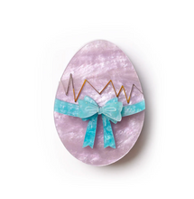 Load image into Gallery viewer, Eggs Cracked - Violet Glitter Brooch By Martini Slippers *INTERACTIVE BROOCH*