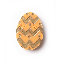 Load image into Gallery viewer, Eggs Cracked - Honeycomb gold painted Brooch By Martini Slippers *INTERACTIVE BROOCH*