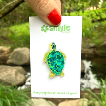 Load image into Gallery viewer, Green Sea Turtle Pin by  in Australia from recycled Acrylic, Smyle Designs