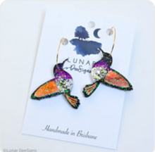 Load image into Gallery viewer, Henry Black chinned Hummingbird - Special Edition  + Hoops,  Lunar Deesigns  COMING SOON
