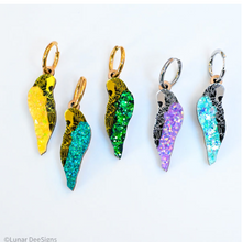 Load image into Gallery viewer, Budgie, Baby Boris  HOOPS,  EMERALD  GLITTER By Lunar Deesigns