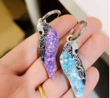 Load image into Gallery viewer, Budgie, Baby Boris  HOOPS,  EMERALD  GLITTER By Lunar Deesigns