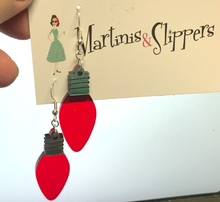 Load image into Gallery viewer, Christmas Globe Earrings - transparent Red By Martini Slippers  Interactive