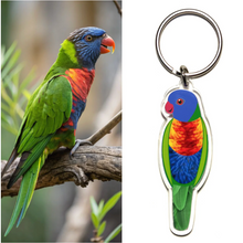 Load image into Gallery viewer, Rainbow Lorikeet Keyring Made in Australia from recycled acrylic, Smyle Designs