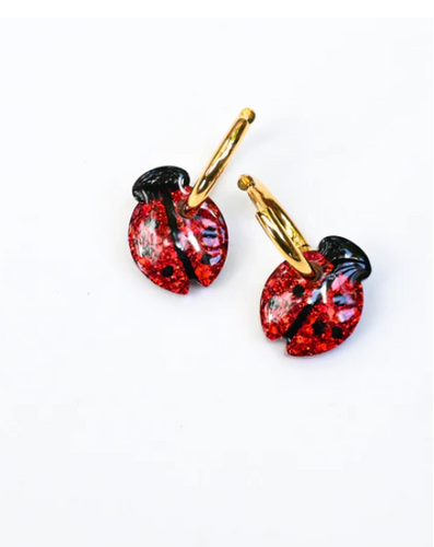 Ladybird Hoops - Red ladybird - Gold hoops  By  LunaR Deesigns LAST ONE