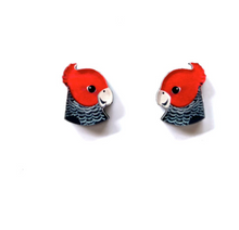 Load image into Gallery viewer, Gang Gang Cockatoo Studs  Made in Australia from recycled Acrylic, Smyle Designs
