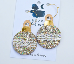 Bauble Party -  MAXI -  Gold Sparkle - Hoops   By  Lunar Deesigns