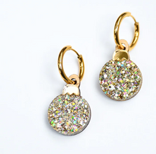 Load image into Gallery viewer, Party Bauble  -  SMALL- Gold Sparkle - Hoops   By  Lunar Deesigns