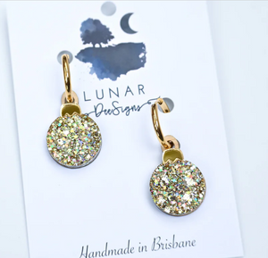 Party Bauble  -  SMALL- Gold Sparkle - Hoops   By  Lunar Deesigns