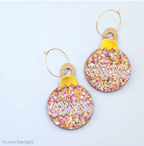 Bauble Party -  MAXI - Retro Pink and Gold mix - Hoops   By  Lunar  Deesigns