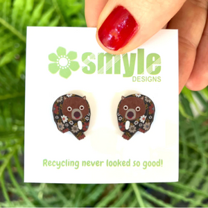 Pete Wombat Studs  By Smyle Made in Australia from recycled acrylic