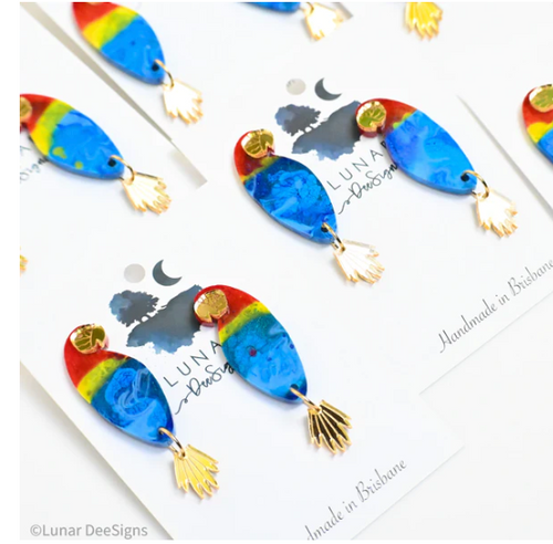 Baby Macaw STUDS  - Gold  By  Lunar Deesigns. LAST ONE