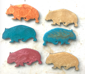 Marbled  wombat Brooch's chose your wombat! Hand painted by Dianna