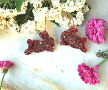 Load image into Gallery viewer, Bunny running Rose Gold Chunky Glitter on  Rose Gold  Hoops By Dianna