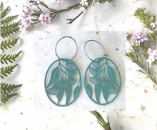 Load image into Gallery viewer, Gum Blossom Teal  stainless steel hypo allergenic  Hoops By Dianna