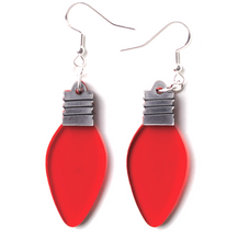 Load image into Gallery viewer, Christmas Globe Earrings - transparent Red By Martini Slippers  Interactive