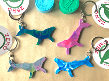 Load image into Gallery viewer, Dolphin Key Ring  Galaxy Mix Made from Drink bottle lids in Australia