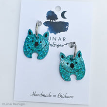 Load image into Gallery viewer, Wally the Wombat - Small - EXCLUSIVE stunning TEAL GLITTER   By  Lunar Deesigns.