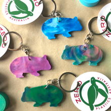 Load image into Gallery viewer, A Wombat  Key Ring Sky Blue  Made from Drink bottle lids in Australia