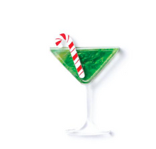 Load image into Gallery viewer, Christmas Cocktail Green Interactive  Brooch By Martini Slippers