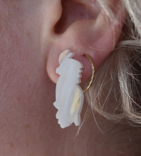 Load image into Gallery viewer, Cockatoo White with gold streaks Misty Glimmer studs By Dianna