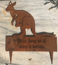 Load image into Gallery viewer, Kangaroo with Joey Rusted steel Garden Art  By Dianna at Rocklilywombats  (includes postage in Aust. International freight extra