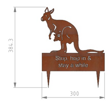 Load image into Gallery viewer, Kangaroo with Joey Rusted steel Garden Art  By Dianna at Rocklilywombats  (includes postage in Aust. International freight extra
