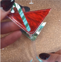 Load image into Gallery viewer, Christmas Cocktail Red Interactive  Brooch By Martini Slippers