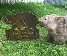 Load image into Gallery viewer, Flora Wombat Rusted steel Garden art  By Dianna at Rocklilywombats NEW SIZE (includes postage in Aust ) International freight extra