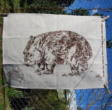 Load image into Gallery viewer, Wombat  Single wombat Tea Towel Natural colour