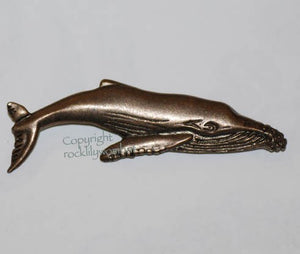 Humpback Whale Brooch Pewter Antique Copper Plated