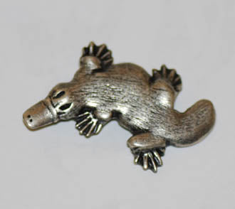 Platypus Brooch Pewter Antique Silver Plated Top V
