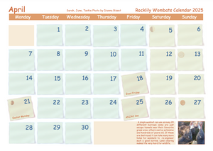 3  x 2025 Rocklily wombats Calendar's ONLY.   INCLUDES POSTAGE TO:  US, Canada