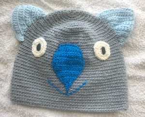 XL. Wombat Beanie, hat  100% wool  X Large Adult Men  & Women : Grey teal  Sky