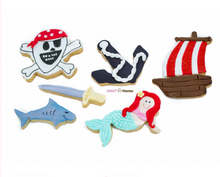 Load image into Gallery viewer, Pirate Stainless Steel Cookie Cutter 6 piece Set by Sweet Themes made in China