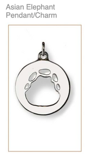 Asian Elephant  Silver Footprint Pendant / Charm,  CUSTOM ORDER ABOUT 2 WEEKS, Bushprints Jewllery