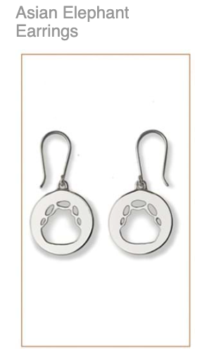 Asian Elephant  Silver Footprint Earrings,  CUSTOM ORDER AVAIL 2 WEEKS, Bushprints Jewllery