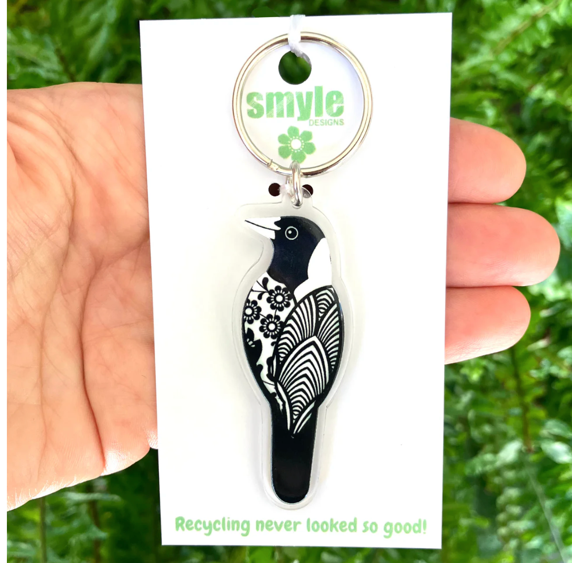 Magpie Key ring Made in Australia from recycled acrylic, Smyle Designs ...