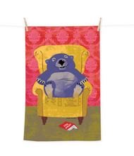 Load image into Gallery viewer, AA wombat tails tea towel 50% linen %50 cotton designed &amp; stitched in the blue mountains Australia By Mt Vic and Me