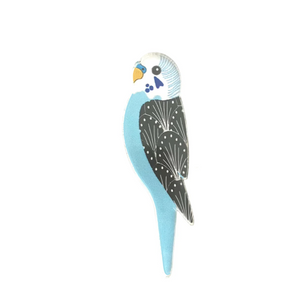 Blue Budgie pin  Made in Australia from recycled acrylic, Smyle Designs