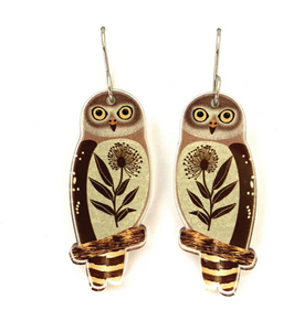 Barking Owl Earrings  Made in Australia from recycled Acrylic, Smyle Designs