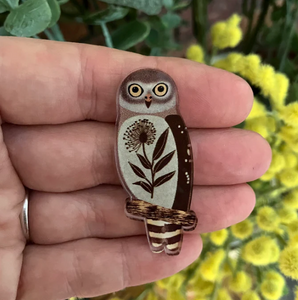 Barking Owl Pin  Made in Australia from recycled Acrylic, Smyle Designs