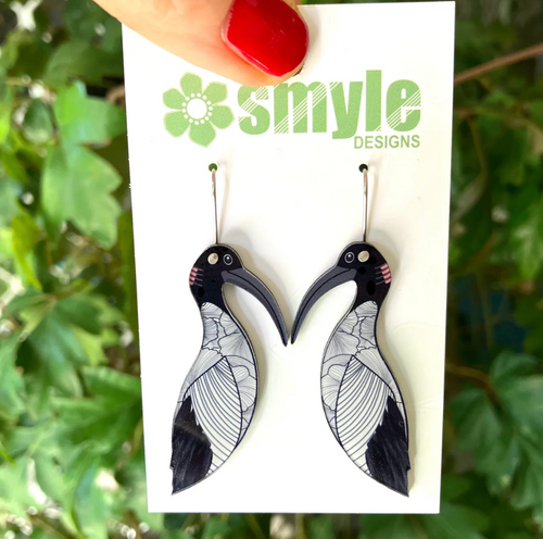 Bin Chicken Earrings  Made in Australia from recycled Acrylic, Smyle Designs