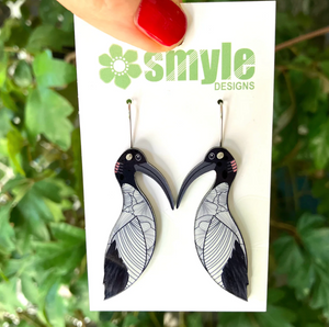 Bin Chicken , White Ibis Earrings  Made in Australia from recycled acrylic, Smyle Designs
