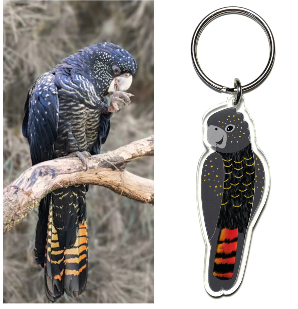 Black Cockatoo Keyring Made in Australia from recycled acrylic, Smyle ...